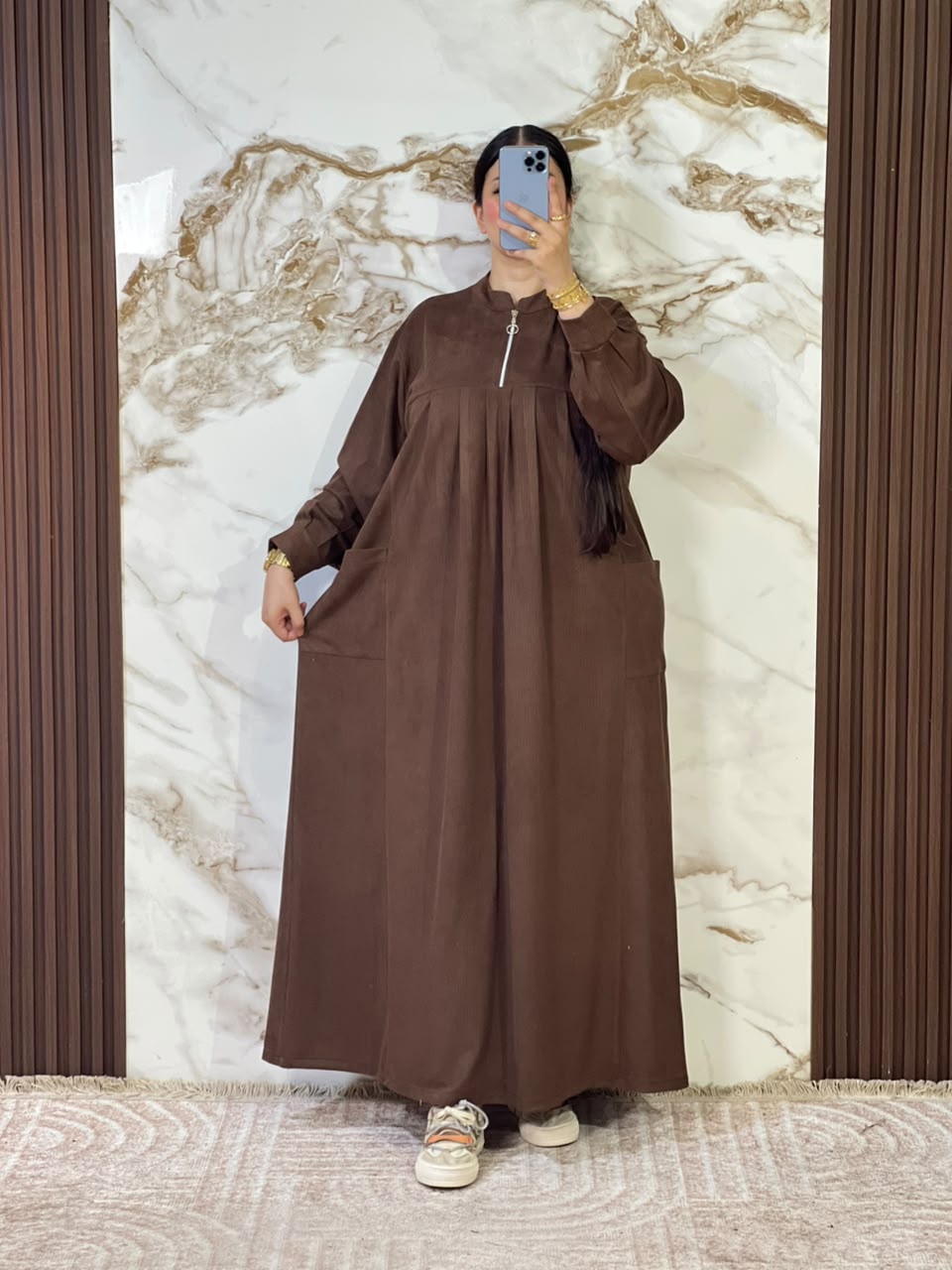 Tunique Ample Plissée avec Fermeture Zippée