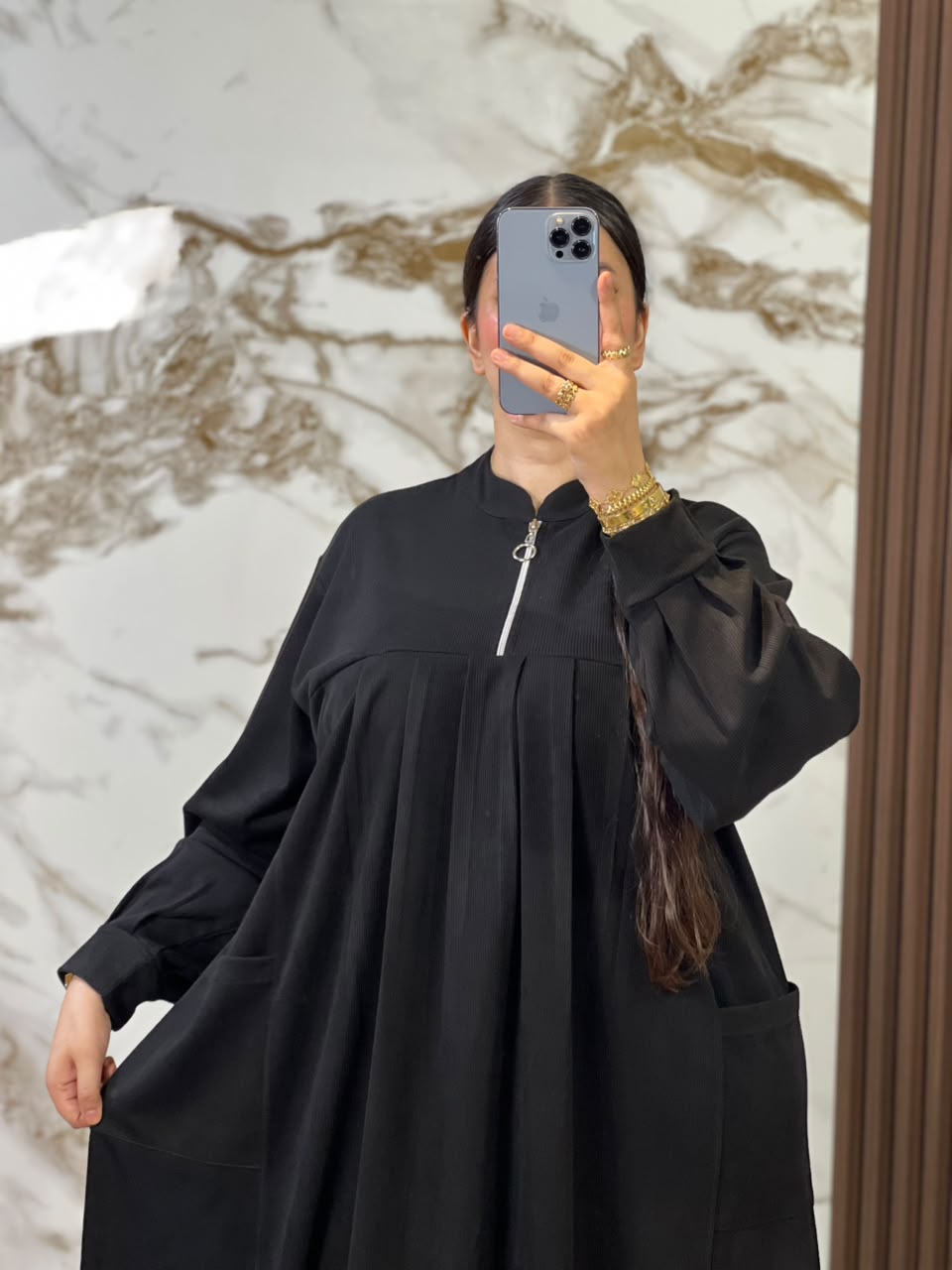 Tunique Ample Plissée avec Fermeture Zippée