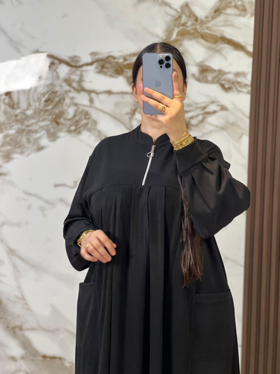 Tunique Ample Plissée avec Fermeture Zippée