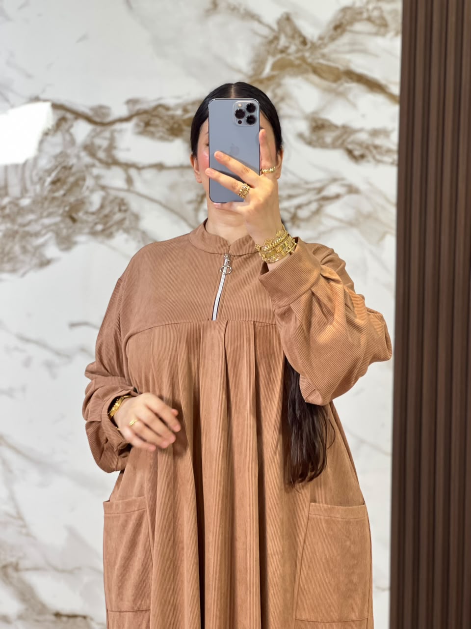 Tunique Ample Plissée avec Fermeture Zippée