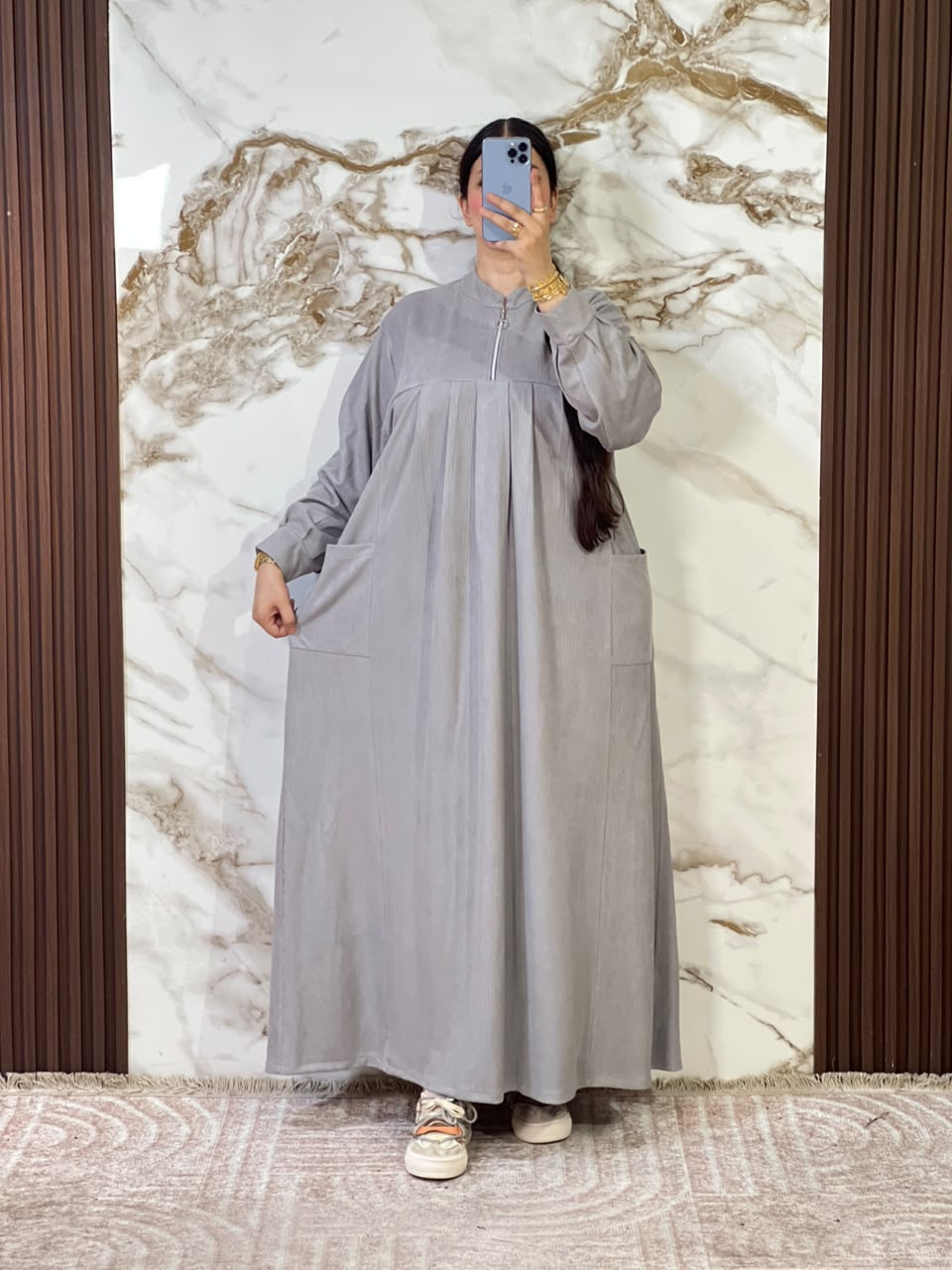 Tunique Ample Plissée avec Fermeture Zippée
